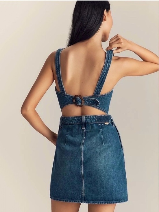 MOTHER Dresses & Skirts - MOTHER The Over It Denim Cutout Mini Dress Medium